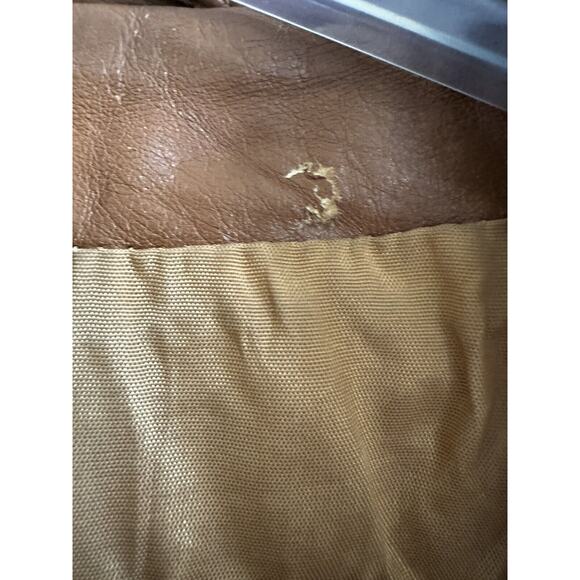 Vtg Montgomery Ward The Tannery Leather Jacket Womens M Mens 16 Camel Tan 1960s - Picture 9 of 13